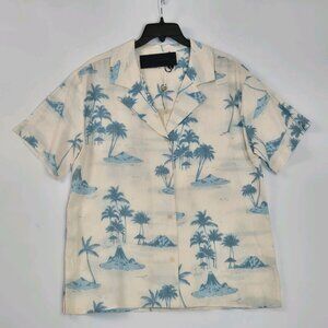 Gianni Bini Women's Shirt Size S Top  Blouse Margaux Palm Tree  Linen Blend (62)